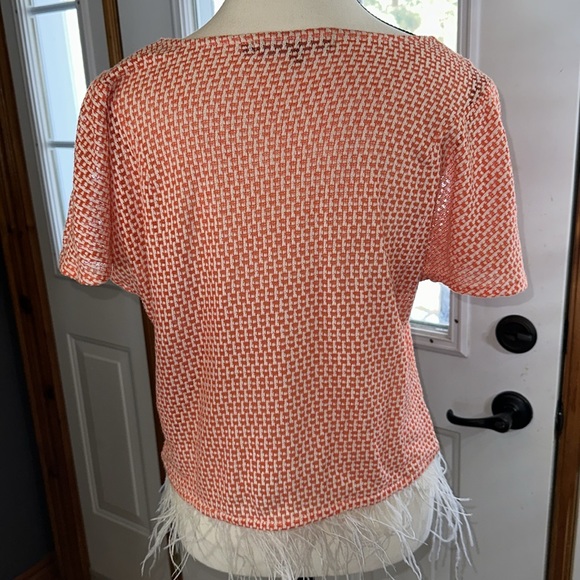 Eva Franco Open Knit Top with Feathers - Picture 2 of 7